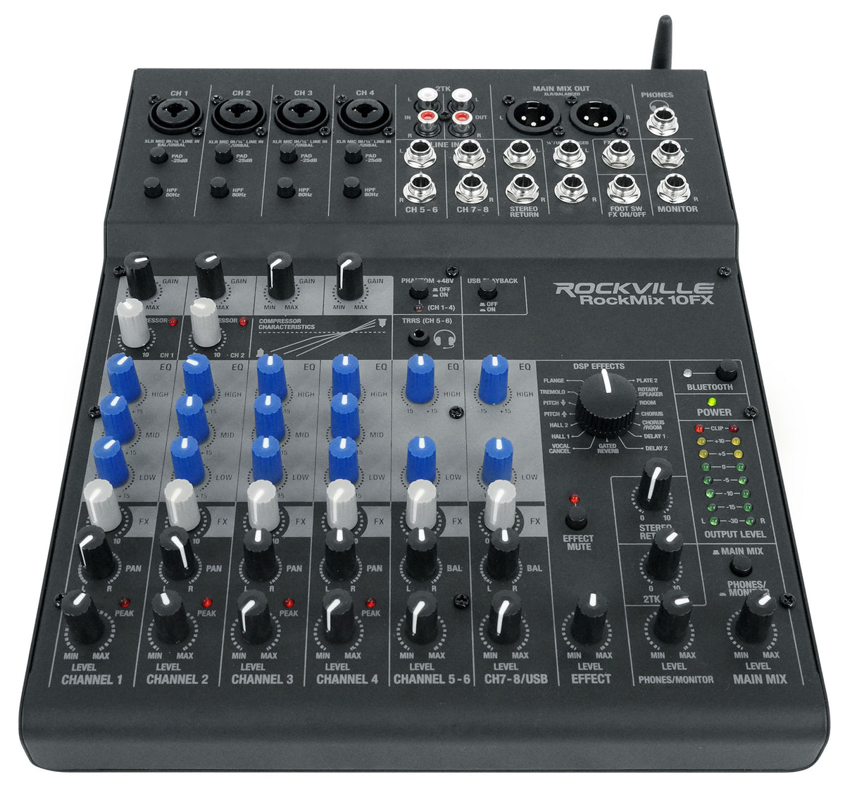 Rockville ROCKMIX 10FX 10 Chan Mixer USB Computer Recording Interface+Effects