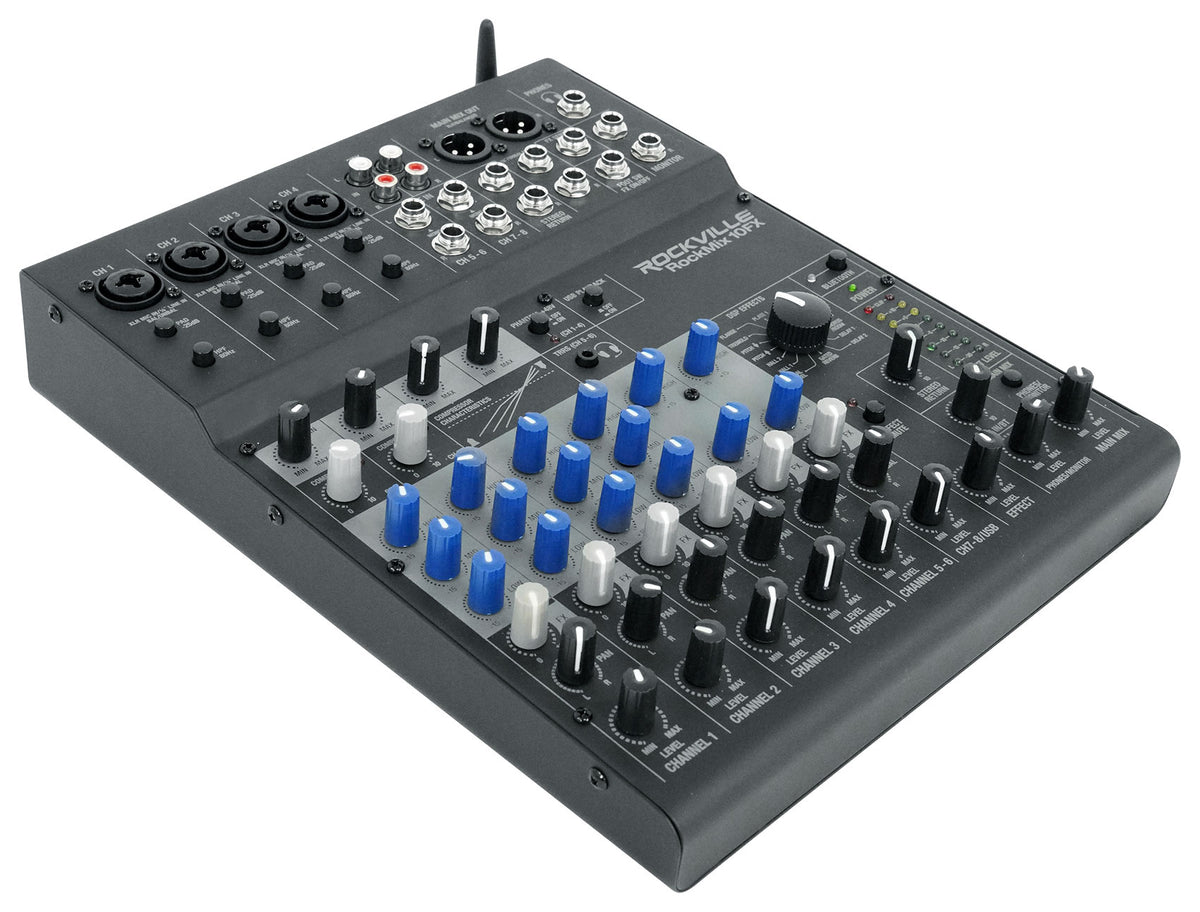Rockville ROCKMIX 10FX 10 Chan Mixer USB Computer Recording Interface+Effects