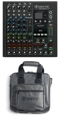 Mackie ONYX8 8-Channel Mixer w/ Multi-Track USB/3-Band EQ+Bluetooth+Carry Bag