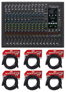 Mackie ONYX16 16-Channel Mixer w/ Multi-Track USB/3-Band EQ+Bluetooth+XLR Cables