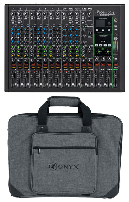Mackie ONYX16 16-Channel Analog Mixer w/USB/3-Band EQ/Bluetooth+Carry Bag