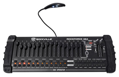 WET PAR PRO Black 10-Pack + ROCKFORCE 384 DMX Controller Bundle