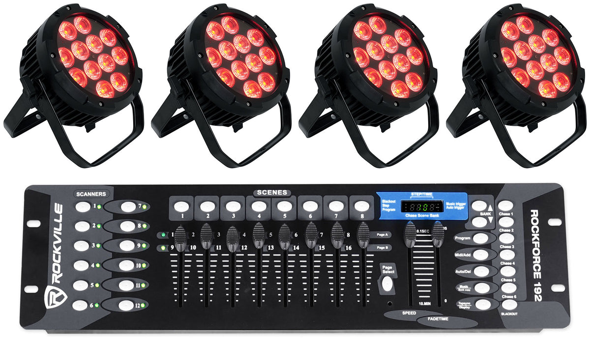 (4) WET PAR PRO Indoor/Outdoor Par Can Wash Up Lights + DMX Controller