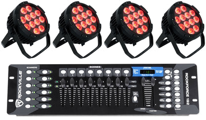 (4) WET PAR PRO Indoor/Outdoor Par Can Wash Up Lights + DMX Controller