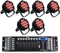 (6) WET PAR PRO Indoor/Outdoor Par Can Wash Up Lights+DMX Controller