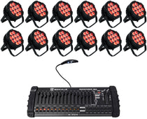 (12) WET PAR PRO Indoor/Outdoor Par Can Wash Up Lights+DMX Controller