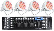(4) WET PAR PRO White Indoor/Outdoor Par Wash Up Lights + DMX Controller