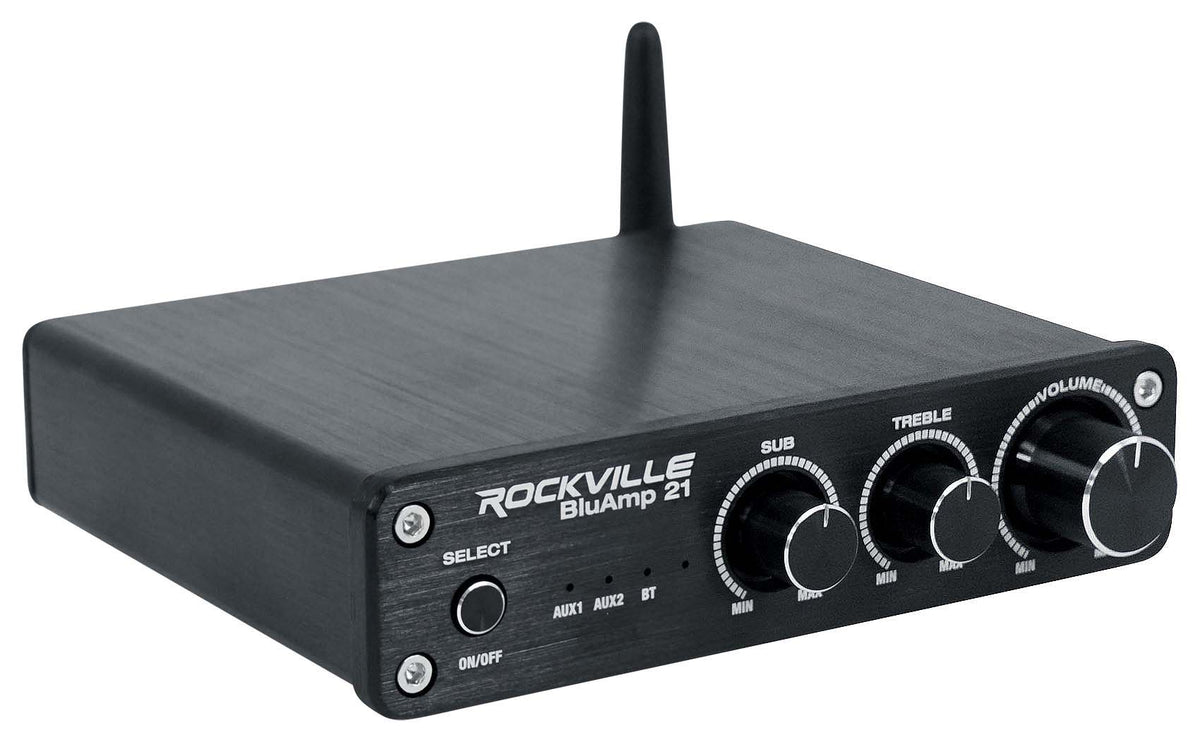Rockville BLUAMP 21 BLACK 2.1 Channel Bluetooth Home Audio Amplifier Receiver