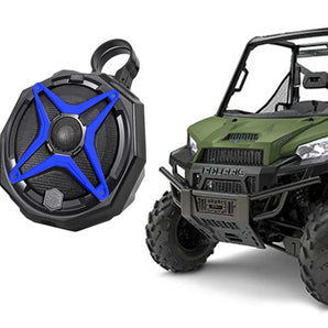 Rear Harness Bar/Crossbar SSV Speakers+Blue Grill for 2014-Under Polaris Ranger