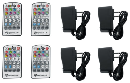 Rockville 4 PACK MINI RF1 V2 RGBWA+UV DJ/Party Wash Up Lights+Par Bag+RF Remote