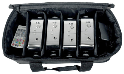 Rockville 4 PACK MINI RF1 V2 RGBWA+UV DJ/Party Wash Up Lights+Par Bag+RF Remote