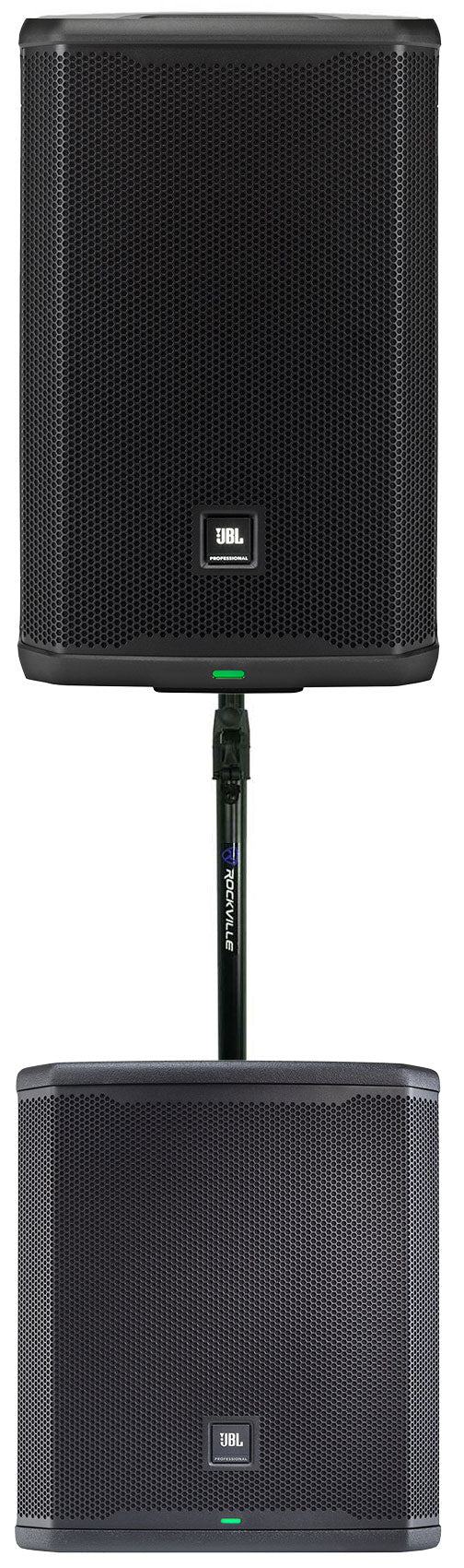 JBL PRX908 8" 1000w RMS Powered DJ PA Speaker w/ DSP+15" Subwoofer+Pole Mount