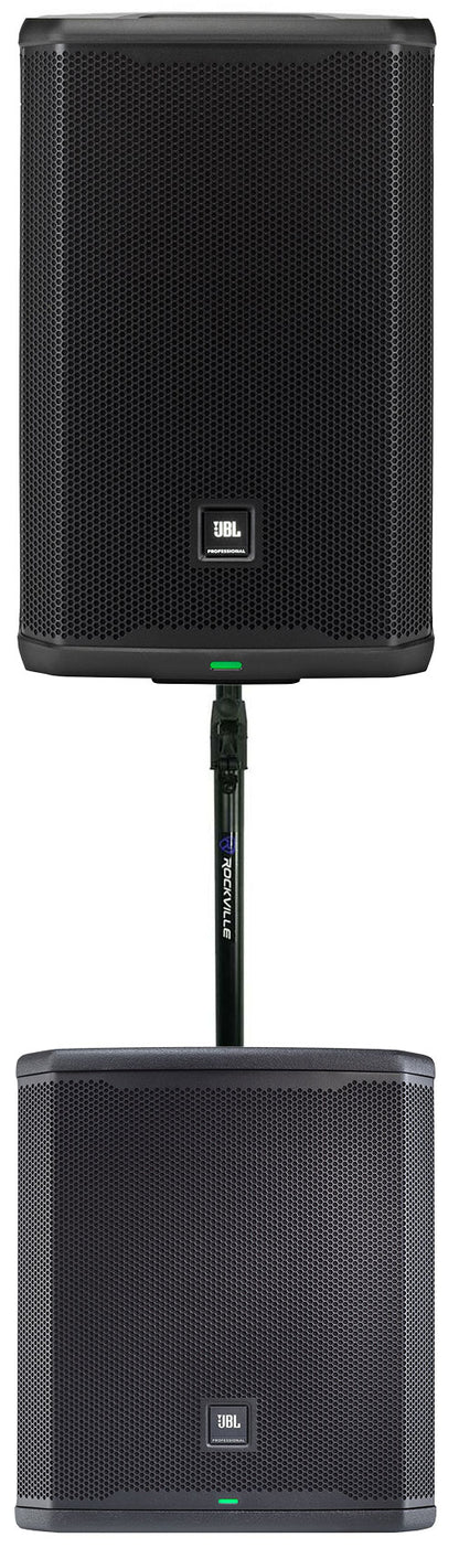 JBL PRX908 8" 1000w RMS Powered DJ PA Speaker w/ DSP+15" Subwoofer+Pole Mount