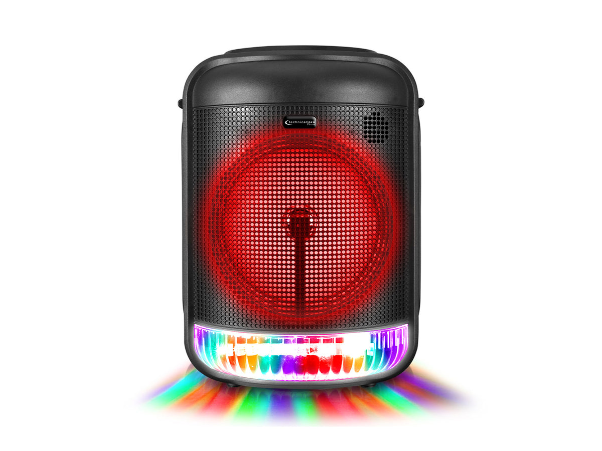Technical Pro LIT8 Portable 8" Bluetooth LED Party Speaker w/Strap+Wireless Link
