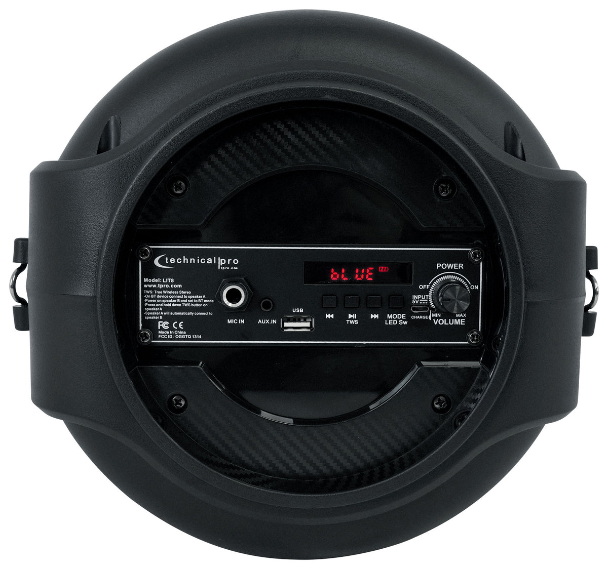 Technical Pro LIT8 Portable 8" Bluetooth LED Party Speaker w/Strap+Wireless Link