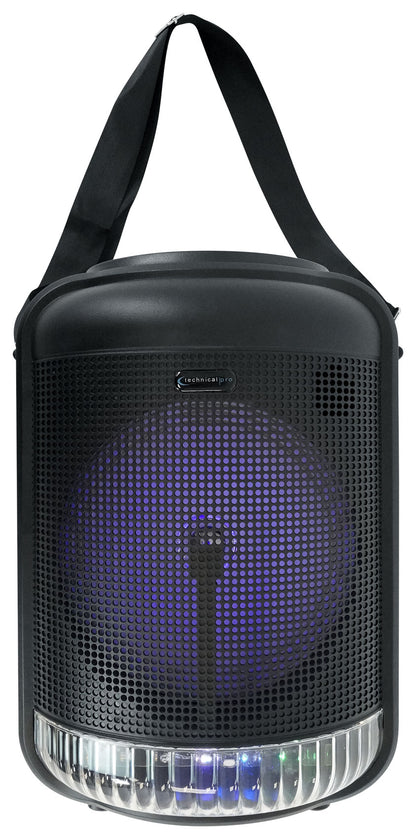 Technical Pro LIT8 Portable 8" Bluetooth LED Party Speaker w/Strap+Wireless Link