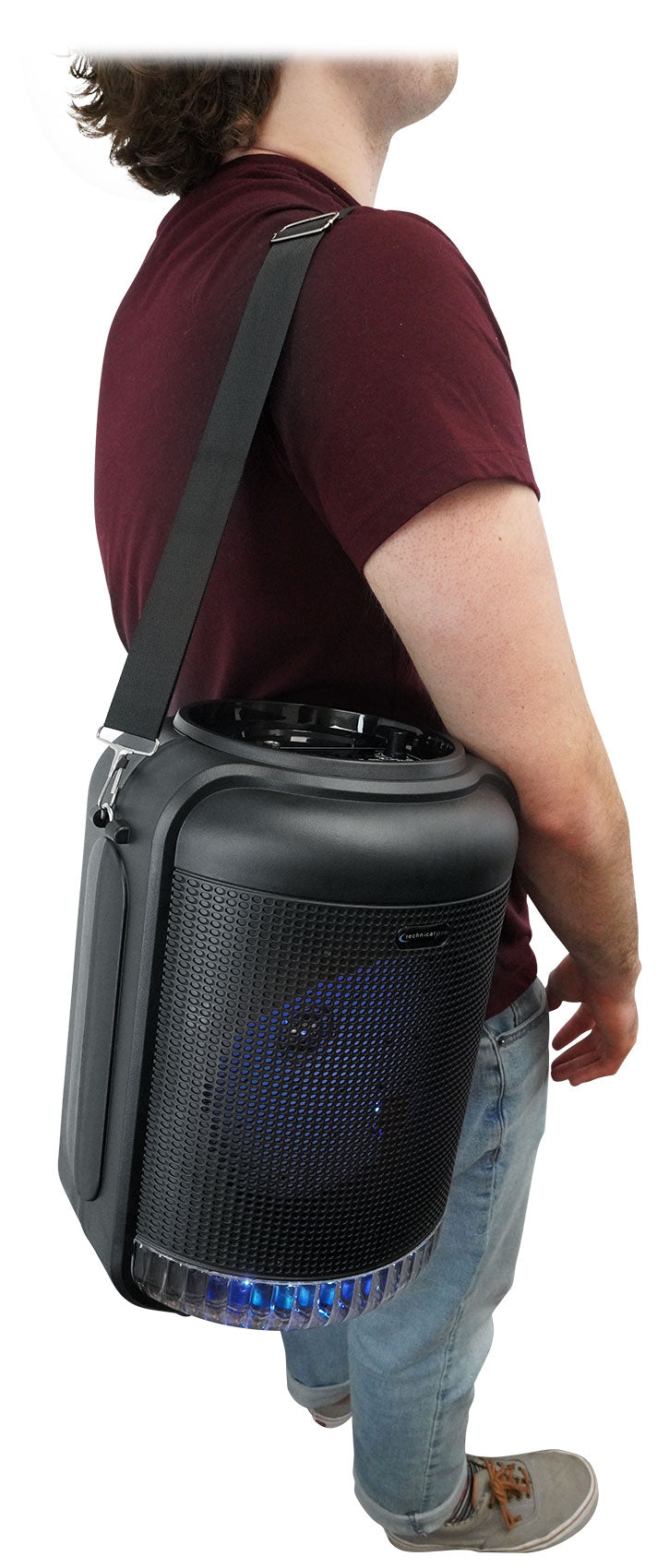 Technical Pro LIT8 Portable 8" Bluetooth LED Party Speaker w/Strap+Wireless Link