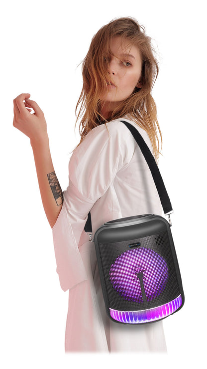 Technical Pro LIT8 Portable 8" Bluetooth LED Party Speaker w/Strap+Wireless Link