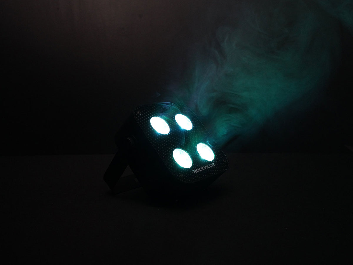Rockville MINI RF4 Black RGBWA+UV DJ/Party LED Par Wash Up Light+4 Ch. RF Remote