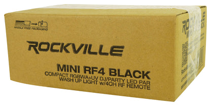Rockville MINI RF4 Black RGBWA+UV DJ/Party LED Par Wash Up Light+4 Ch. RF Remote