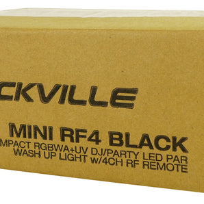 Rockville MINI RF4 Black RGBWA+UV DJ/Party LED Par Wash Up Light+4 Ch. RF Remote