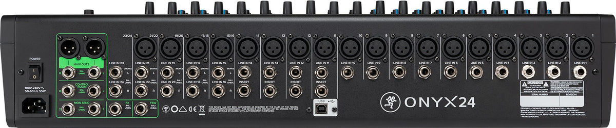 Mackie ONYX24 24-Channel Analog Mixer w/ Multi-Track USB/3-Band EQ+Bluetooth
