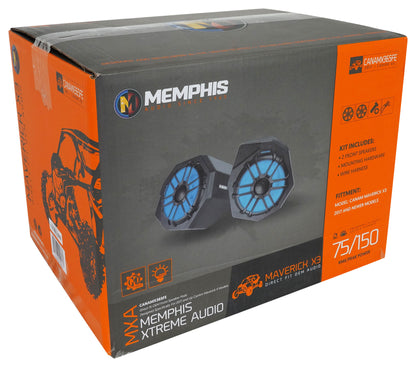 Pair Memphis Audio CANAMX365FE 75w RMS LED Speaker Pods For 2017+ Can Am X3