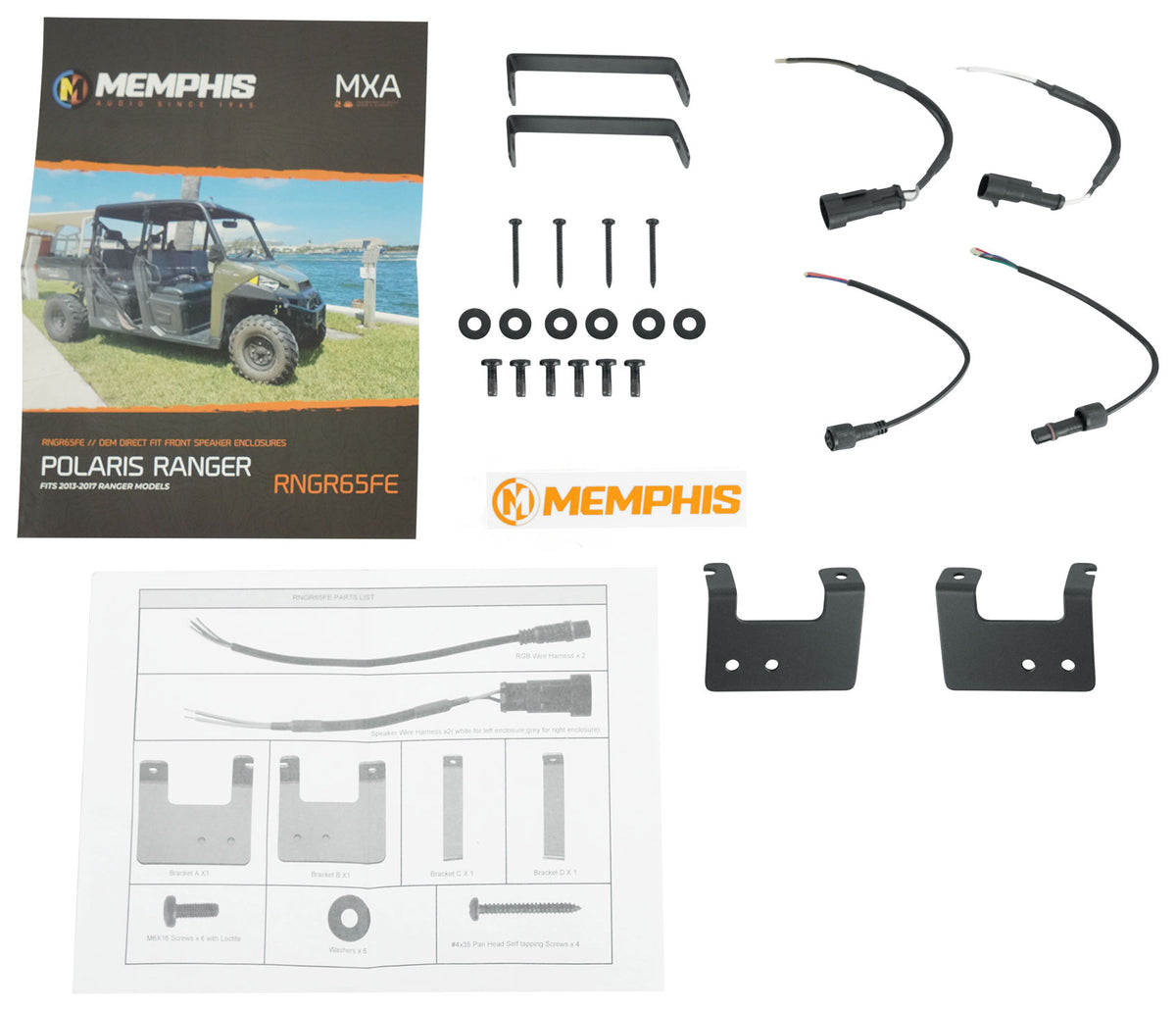 Pair Memphis Audio RNGR65FE 75w Speaker Pods For 2013-17 Polaris Ranger XP900