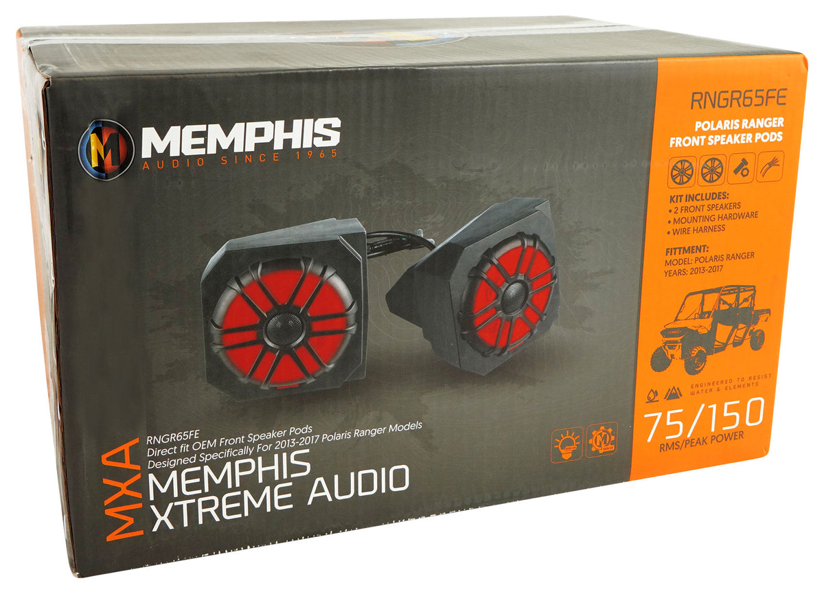 Pair Memphis Audio RNGR65FE 75w Speaker Pods For 2013-17 Polaris Ranger XP900