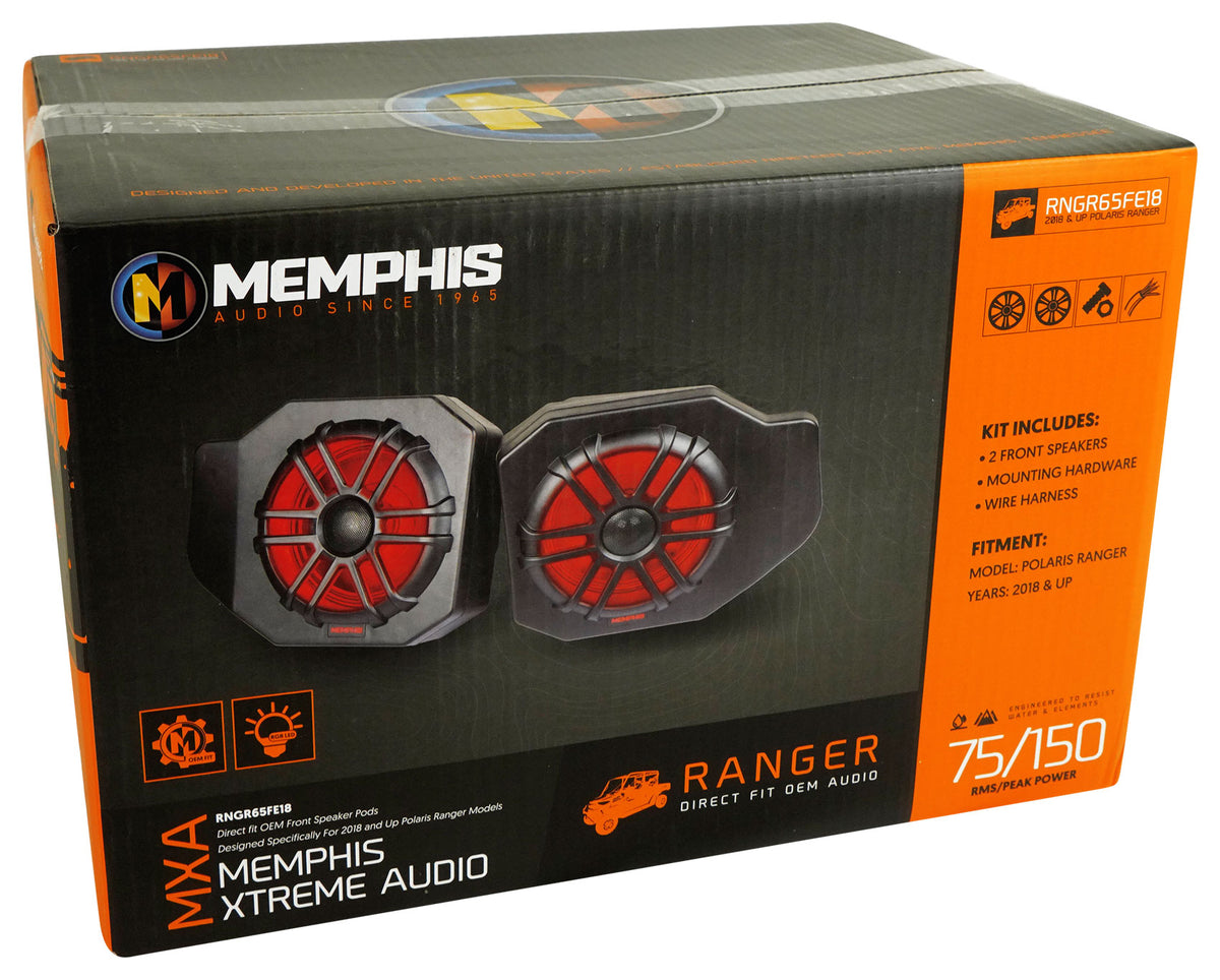 Pair Memphis Audio RNGR65FE18 75w RMS LED Speaker Pods For 2018+ Polaris Ranger