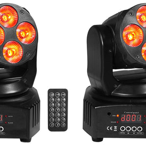 (2) Rockville RockOn-7 40w RGBW Moving Head Wash DMX Stage Club Light+Remo(te
