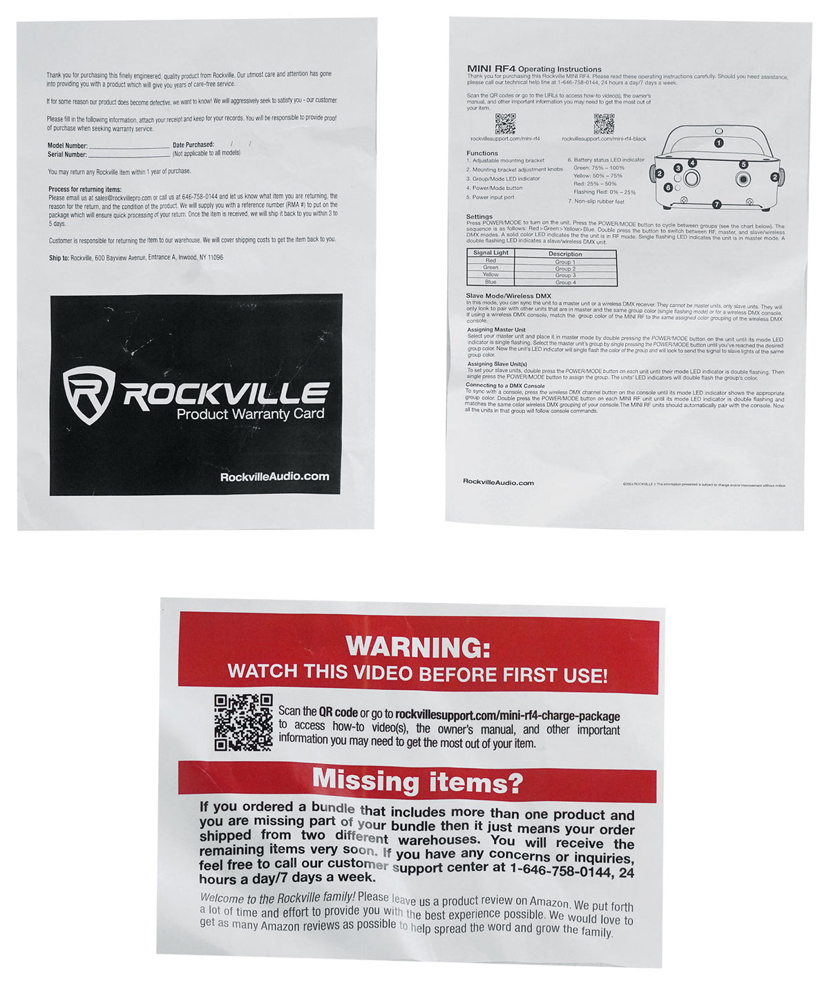 Rockville MINI RF4 CHARGE PACKAGE 8 Battery DJ Lights+Case+Remotes+Wireless DMX