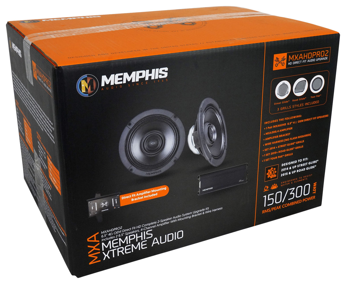 Memphis MXAHDPRO2 2014/2015+up Street/Road Glide Harley Davidson (2) Speaker Kit