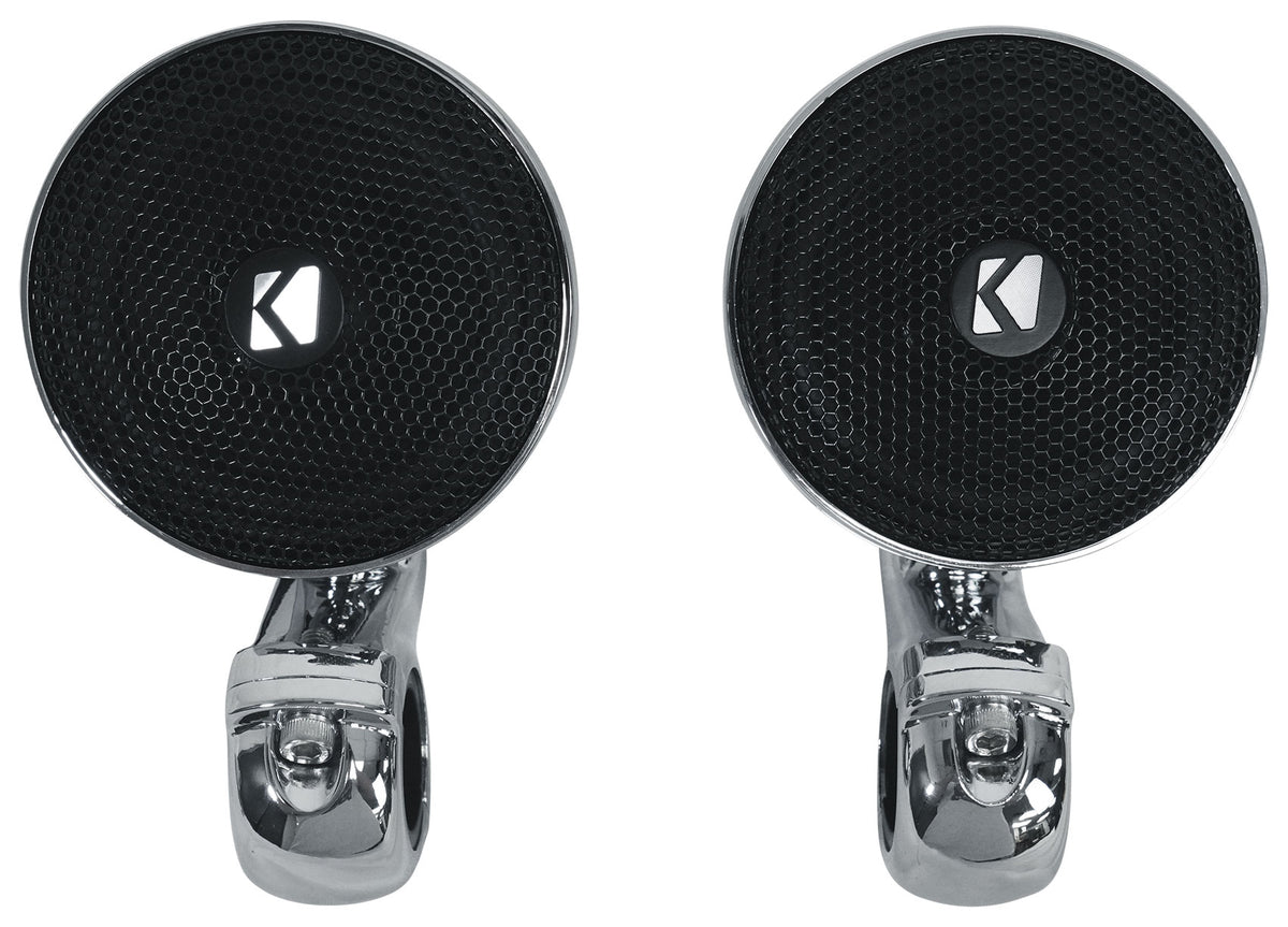 (2) Kicker 47PSM34 3" 100w PSM Motorcycle/ATV Handlebar Speakers in Chrome PSM34