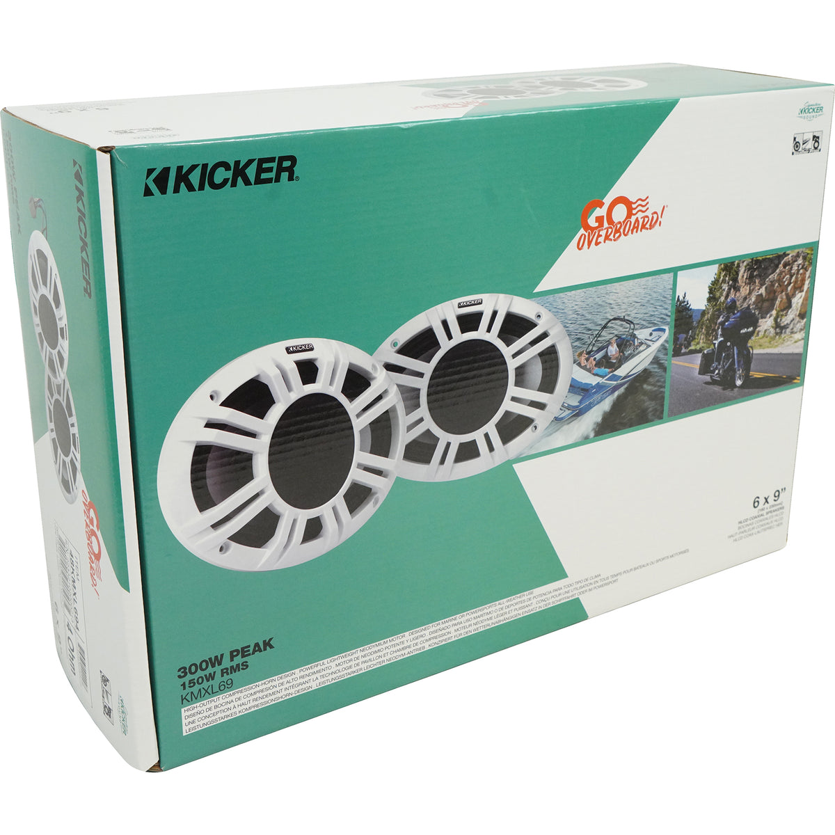 Pair Kicker 48KMXL694 300 Watt 6x9" Marine Boat Horn Loaded Speakers w/LED KMXL69
