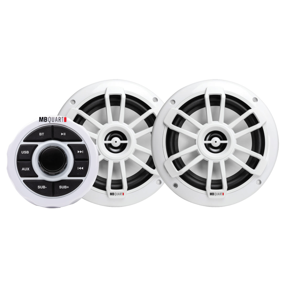 MB QUART GMR1.5S2W Marine Gauge Receiver w/ Bluetooth+(2) White 6.5" Speakers