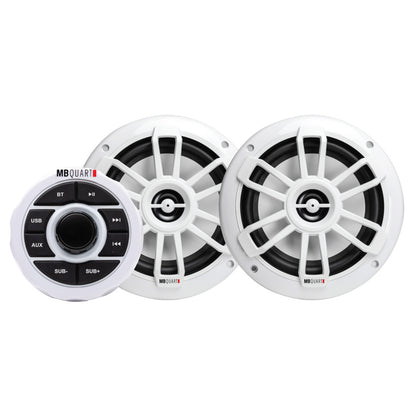 MB QUART GMR1.5S2W Marine Gauge Receiver w/ Bluetooth+(2) White 6.5" Speakers