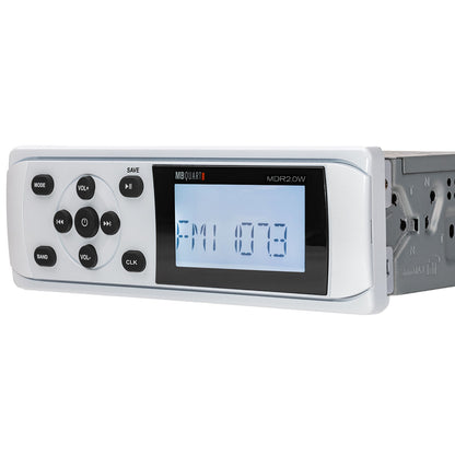 MB Quart MDR2.0W Marine Boat AM/FM Receiver w/Bluetooth/USB/RCA in White