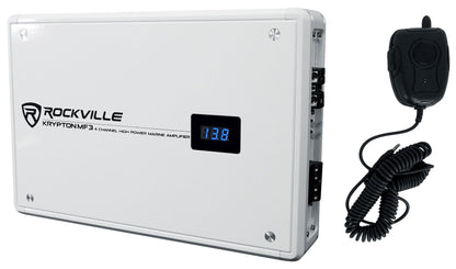 Rockville KRYPTON MF3 1600w Peak 4 Channel Marine Amplifier Boat Amp in White