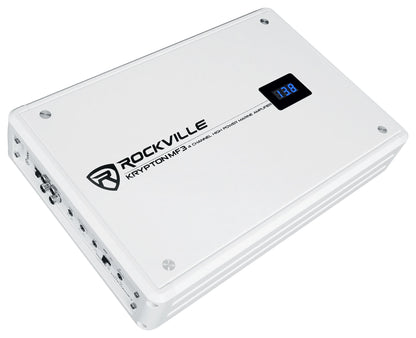 Rockville KRYPTON MF3 1600w Peak 4 Channel Marine Amplifier Boat Amp in White