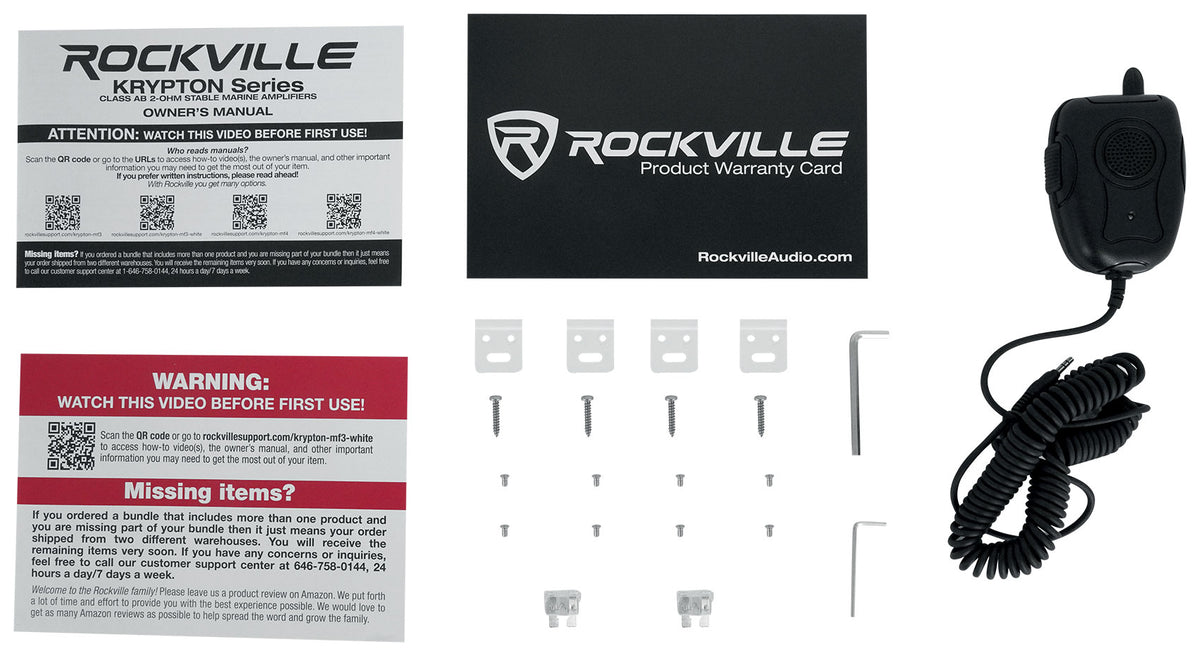 Rockville KRYPTON MF3 1600w Peak 4 Channel Marine Amplifier Boat Amp in White