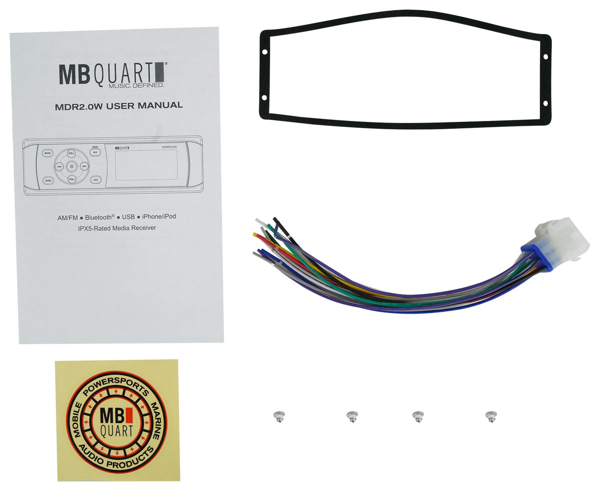 MB Quart MDR2.0W Marine Boat AM/FM Receiver w/Bluetooth/USB/RCA in White