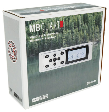 MB Quart MDR2.0W Marine Boat AM/FM Receiver w/Bluetooth/USB/RCA in White