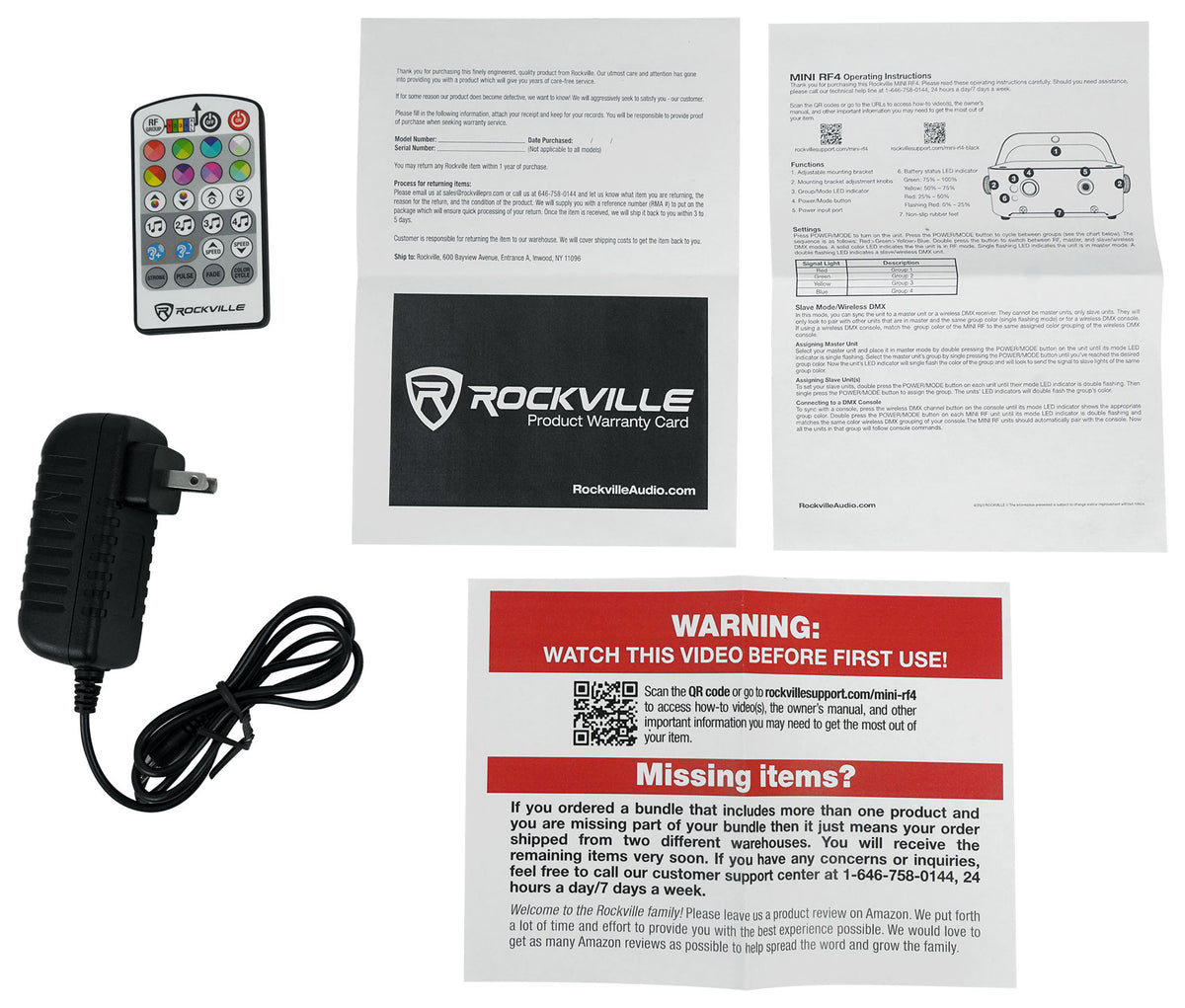 Rockville MINI RF4 Compact RGBWA+UV DJ/Party LED Par Wash Up Light+4ch RF Remote