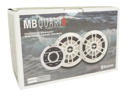 MB QUART GMR1.5S2W Marine Gauge Receiver w/ Bluetooth+(2) White 6.5" Speakers