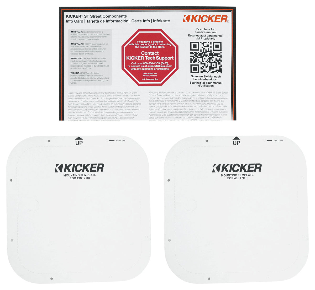 Pair Kicker ST7MR 7" Street Series Square Mid-Range Speakers 8-ohm 49ST7MR8
