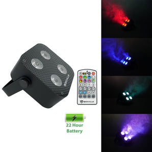 Rockville MINI RF4 Black RGBWA+UV DJ/Party LED Par Wash Up Light+4 Ch. RF Remote