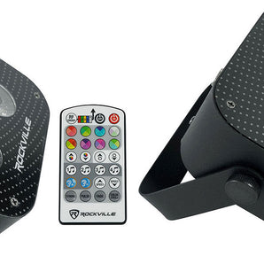 2 Rockville MINI RF3 Black RGBWA+UV DJ/Party LED Wash Lights+4-Ch. RF Par Remote