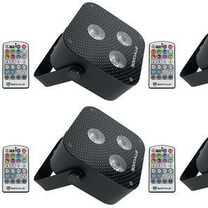 6 Rockville MINI RF3 Black RGBWA+UV DJ/Party LED Wash Lights+4-Ch. RF Par Remote