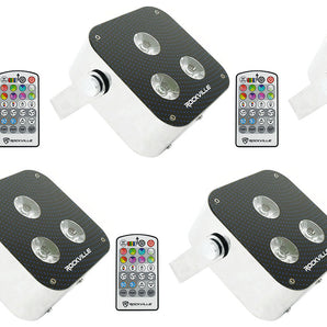(5) Rockville MINI RF3 RGBWA+UV DMX DJ/Party LED Wash Lights+4-Ch. RF Par Remote